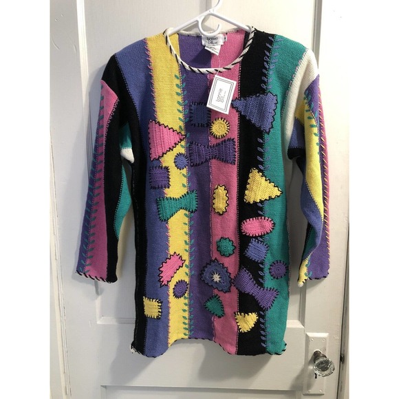 Vintage 80s Bonnie and Bill Cotton Blend Knit Sweater Size M - New - Picture 1 of 9